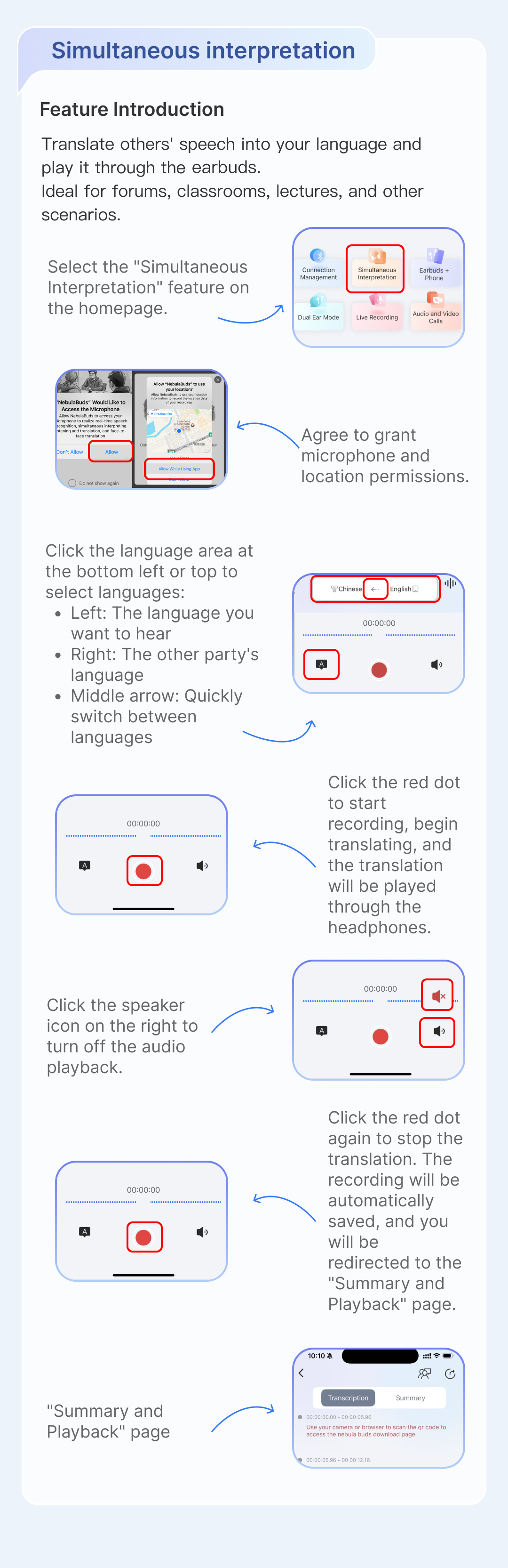 translation earbuds how to use